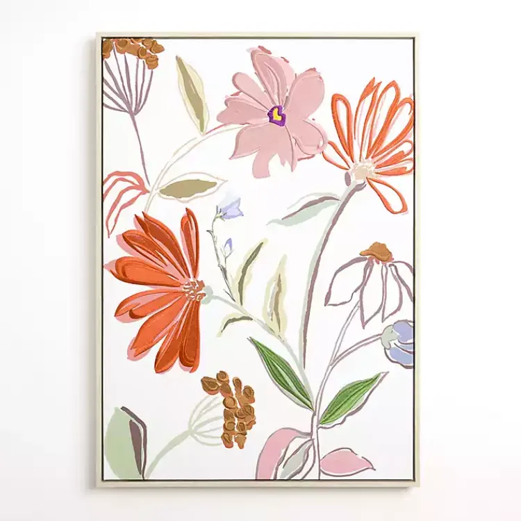 Kirklands Home Canvas Art|Embroidered Summer Floral I Framed Canvas Print Multi