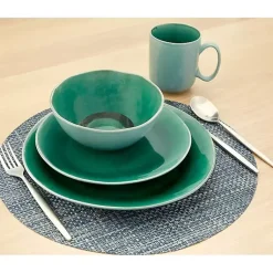 Kirklands Home Dinnerware|Emerald Crackle Glazed 16-pc. Dinnerware Set Green