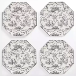 Kirklands Home Dinnerware|Emery Black Toile Dinner Plates, Set of 4