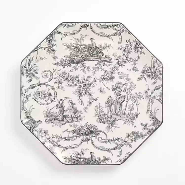 Kirklands Home Dinnerware|Emery Black Toile Dinner Plate