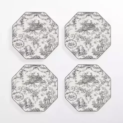 Kirklands Home Dinnerware|Emery Black Toile Salad Plates, Set of 4