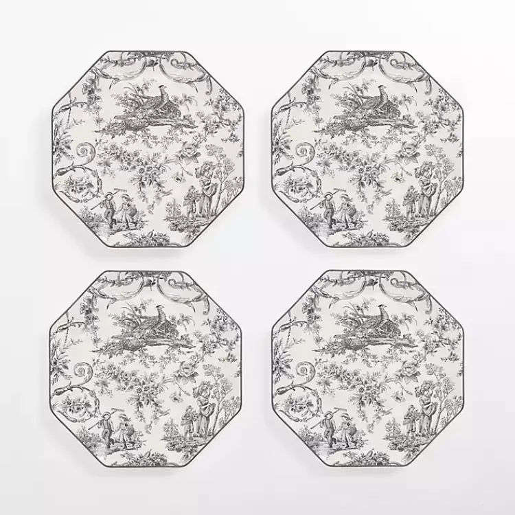 Kirklands Home Dinnerware|Emery Black Toile Salad Plates, Set of 4