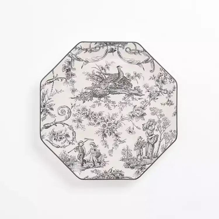 Kirklands Home Dinnerware|Emery Black Toile Salad Plate