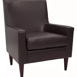 Kirklands Home Accent Chairs|Emma Walnut Faux Leather Accent Chair Brown