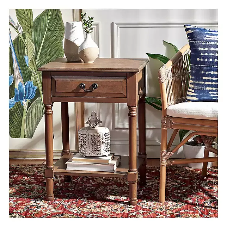 Kirklands Home Accent & End Tables|Emory Natural Single Drawer Accent Table Black