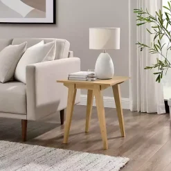 Kirklands Home Accent & End Tables|English Oak Wood Minimalist Accent Table Tan