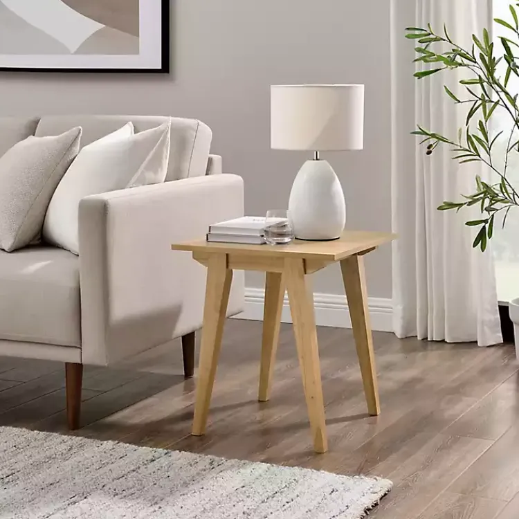 Kirklands Home Accent & End Tables|English Oak Wood Minimalist Accent Table Tan