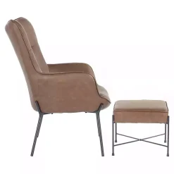 Kirklands Home Accent Chairs|Espresso Faux Leather 2-pc. Chair and Ottoman Set Brown