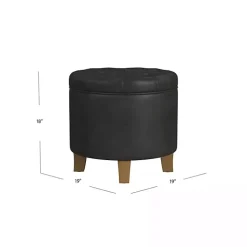 Kirklands Home Benches & Ottomans|Espresso Faux Leather Tufted Storage Ottoman Brown