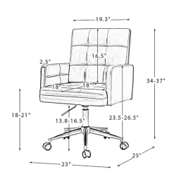 Kirklands Home Office Furniture|Espresso Tufted Faux Leather Swivel Office Chair Brown