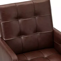 Kirklands Home Office Furniture|Espresso Tufted Faux Leather Swivel Office Chair Brown