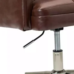 Kirklands Home Office Furniture|Espresso Tufted Faux Leather Swivel Office Chair Brown