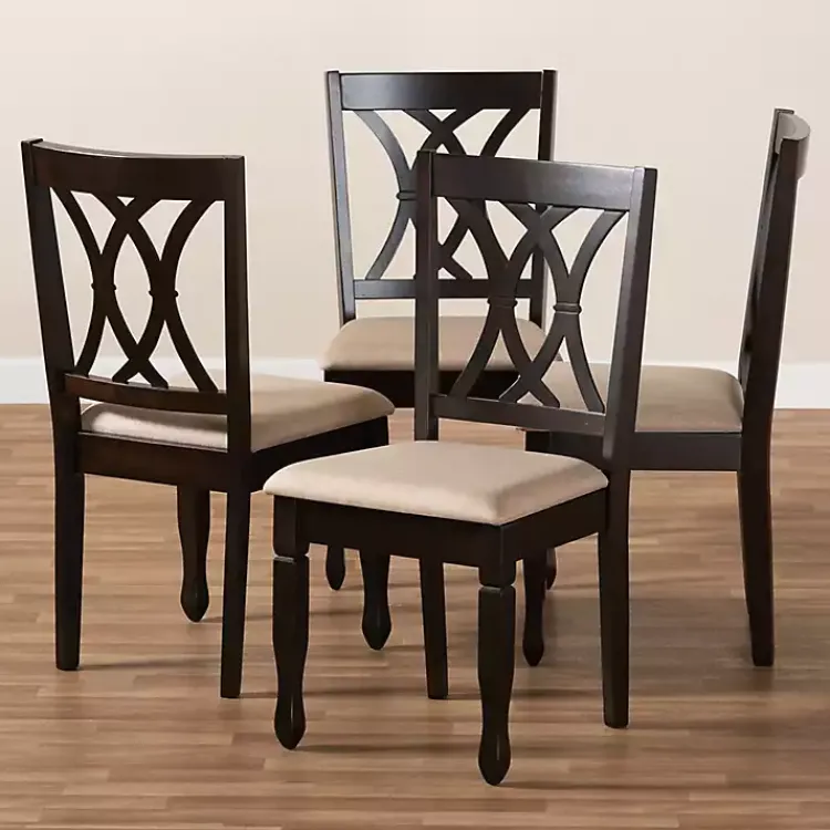 Kirklands Home Dining Chairs|Espresso Upholstered Reneau 4-pc. Dining Chair Set Tan