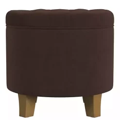 Kirklands Home Benches & Ottomans|Espresso Velvet Tufted Storage Ottoman Brown