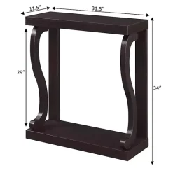 Kirklands Home Console Tables|Espresso Wood Curved Sides Console Table Brown