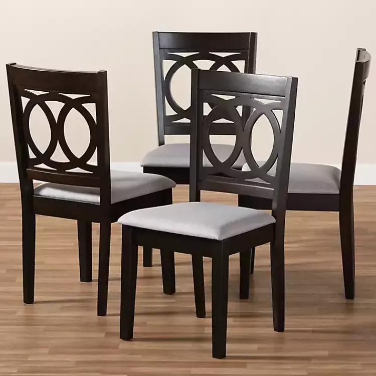 Kirklands Home Dining Chairs|Espresso Wood Lenoir Dining Chairs, Set of 4 Gray