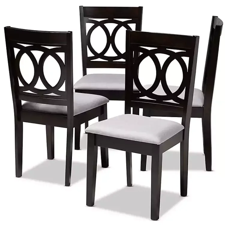 Kirklands Home Dining Chairs|Espresso Wood Lenoir Dining Chairs, Set of 4 Gray