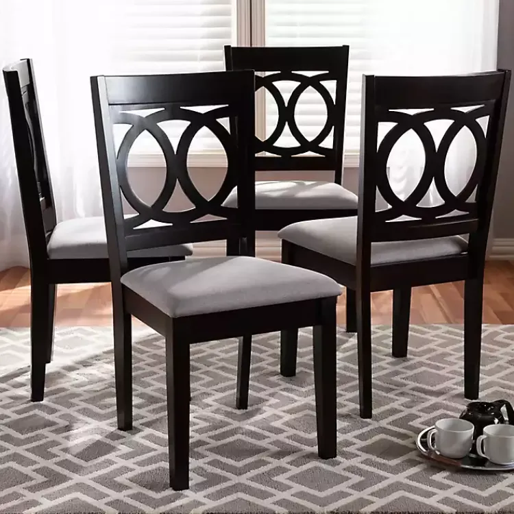 Kirklands Home Dining Chairs|Espresso Wood Lenoir Dining Chairs, Set of 4 Gray