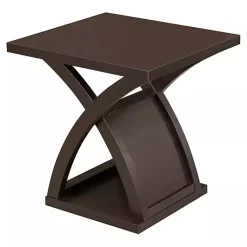 Kirklands Home Accent & End Tables|Espresso Wood X-Base Side Table Brown