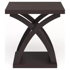 Kirklands Home Accent & End Tables|Espresso Wood X-Base Side Table Brown