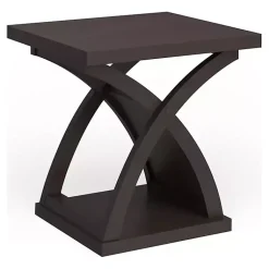 Kirklands Home Accent & End Tables|Espresso Wood X-Base Side Table Brown