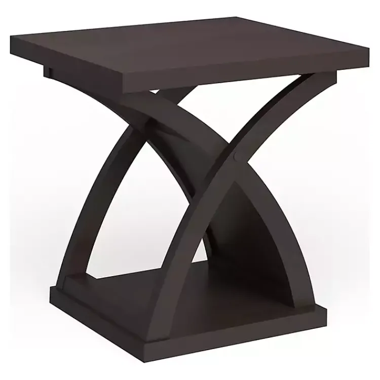 Kirklands Home Accent & End Tables|Espresso Wood X-Base Side Table Brown