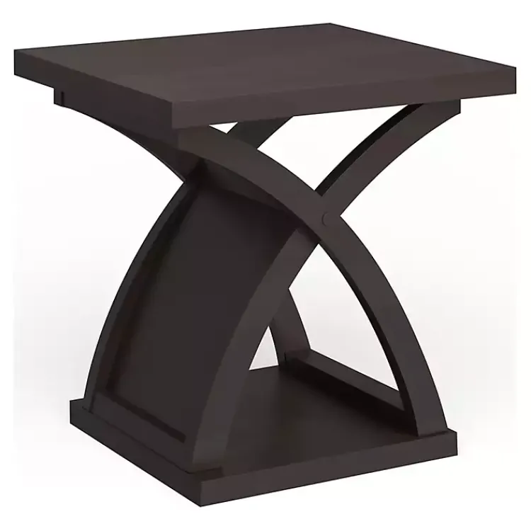 Kirklands Home Accent & End Tables|Espresso Wood X-Base Side Table Brown