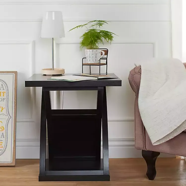 Kirklands Home Accent & End Tables|Espresso Wood X-Base Side Table Brown