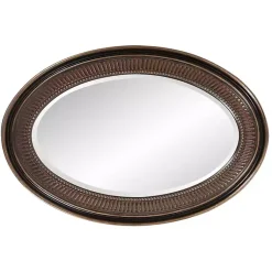 Kirklands Home Decorative Mirrors|Ethan Bronze Ribbed Oval Wall Mirror