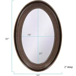 Kirklands Home Decorative Mirrors|Ethan Bronze Ribbed Oval Wall Mirror