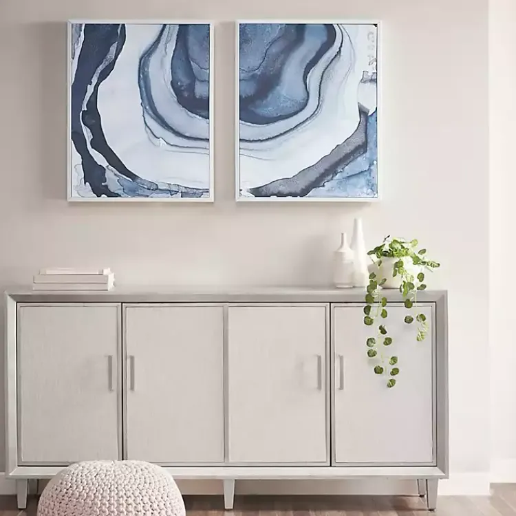 Kirklands Home Canvas Art|Ethereal Framed Canvas Art Print, Set of 2 Blue