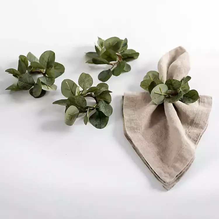 Kirklands Home Table Linens|Eucalyptus Napkin Ring Green