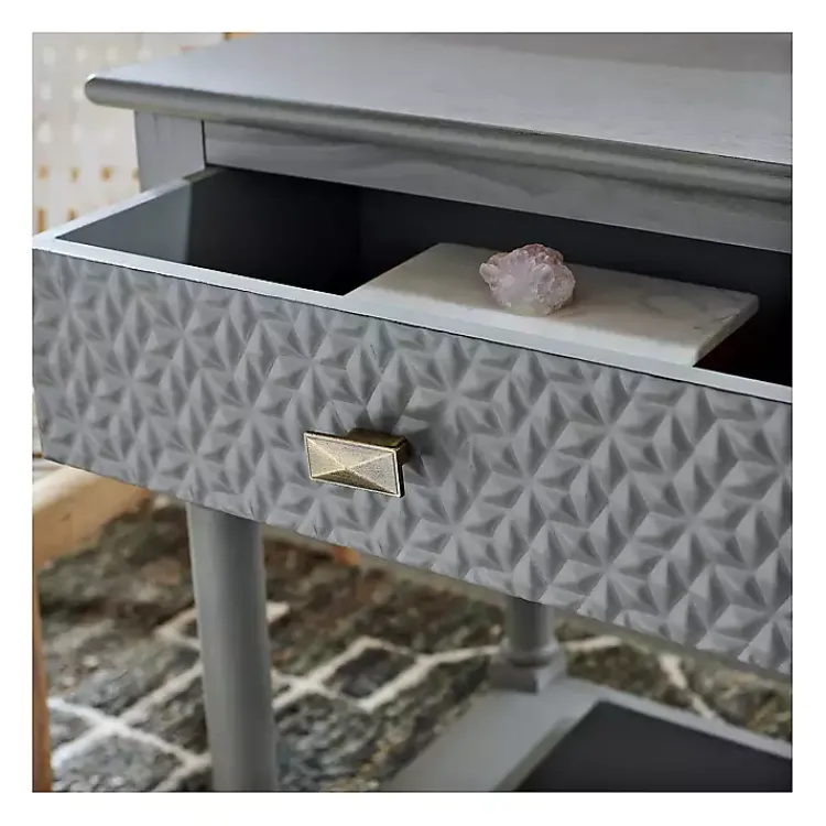 Kirklands Home Accent & End Tables|Evelina Textured Single Drawer Accent Table Gray