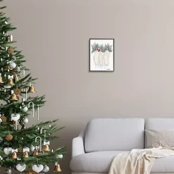 New Evergreen Knit Stockings Framed Art Print Christmas Art & Wall Decor