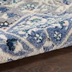 Kirklands Home Area Rugs|Faded Gray & Blue Floral Medallion Area Rug, 5x7