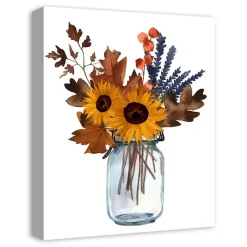 Online Fall Floral in Mason Jar Canvas Art Print Fall