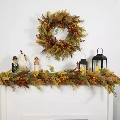 Outlet Fall Leaves and Berries Garland, 5 ft. Fall
