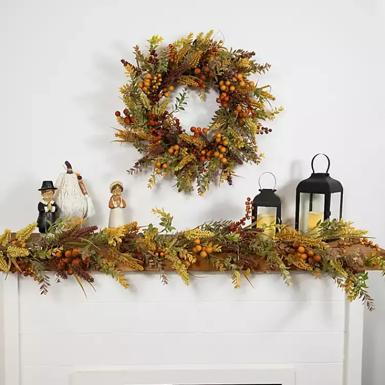 Outlet Fall Leaves and Berries Garland, 5 ft. Fall