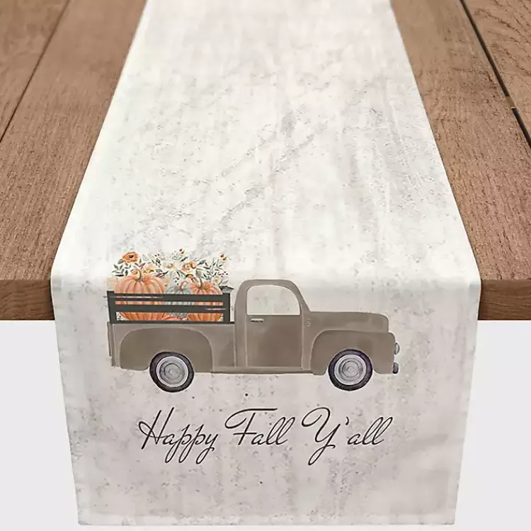 Kirklands Home Table Linens|Fall Ya'll Pumpkin Truck Harvest Table Runner