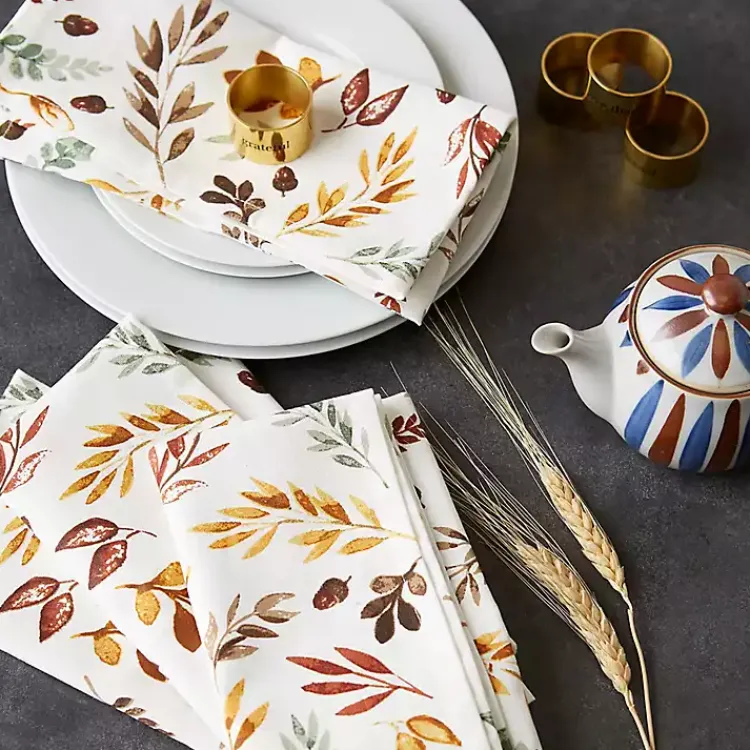 Kirklands Home Table Linens|Falling Leaves Napkins, Set of 6