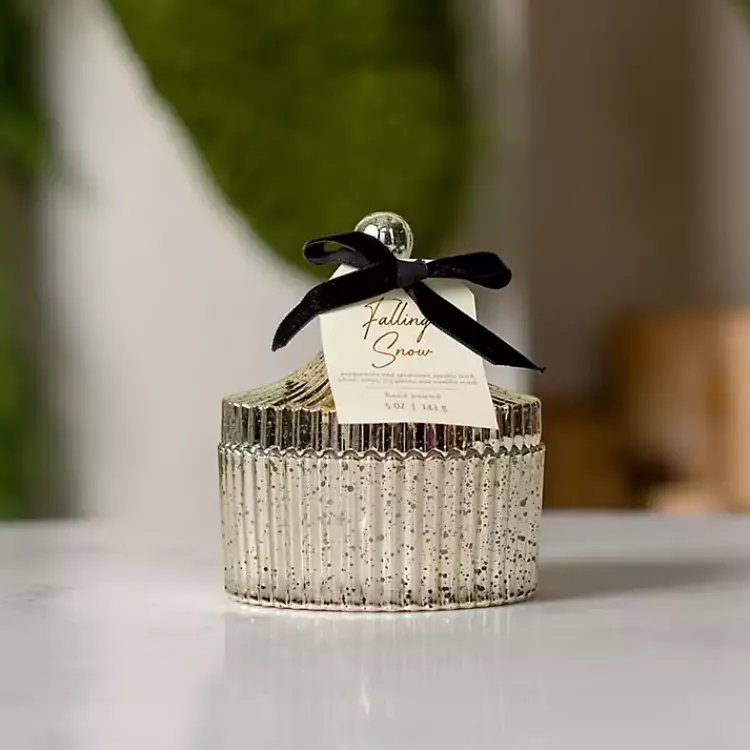 New Falling Snow Mercury Glass Jar Candle Candles
