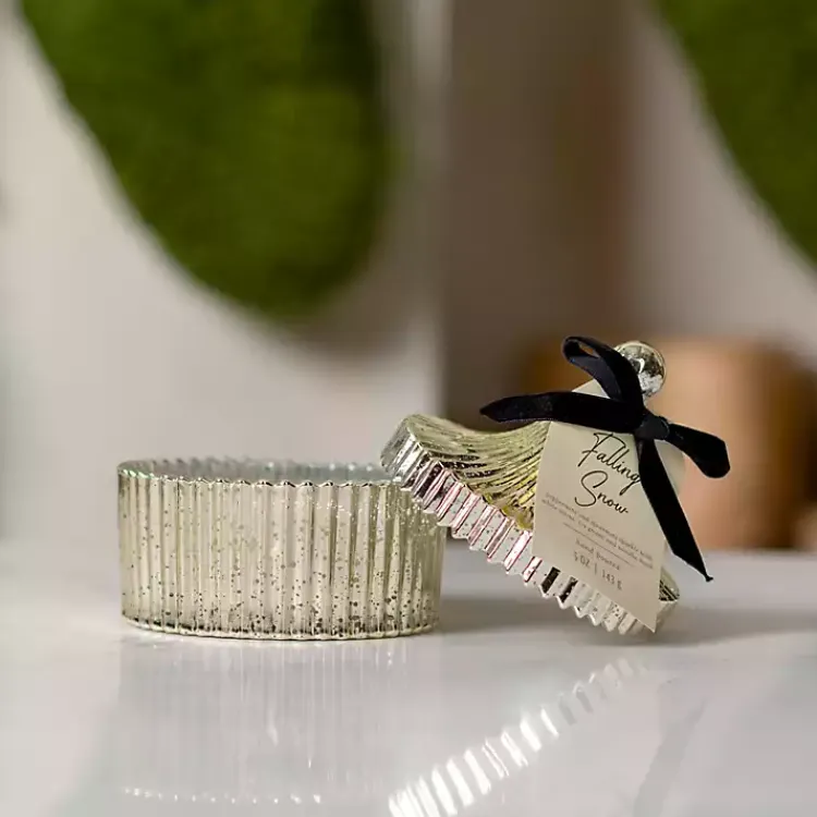 New Falling Snow Mercury Glass Jar Candle Candles