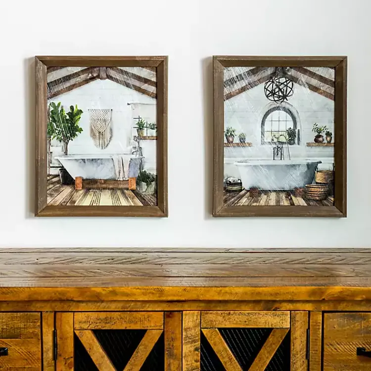 Kirklands Home Framed Art|Farmhouse Bathroom Framed Art Prints, Set of 2