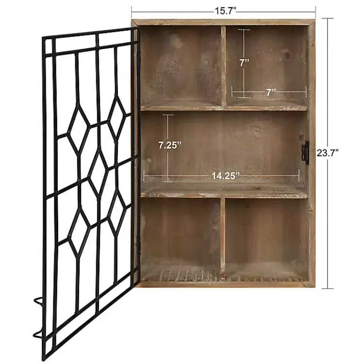 Kirklands Home Wall Storage|Farmhouse Chic Rustic Wood & Iron Wall Cabinet