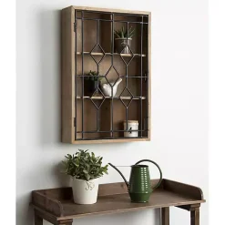 Kirklands Home Wall Storage|Farmhouse Chic Rustic Wood & Iron Wall Cabinet