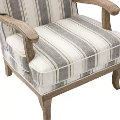 Kirklands Home Accent Chairs|Farmhouse Gray & Brown Striped Armchairs, Set of 2