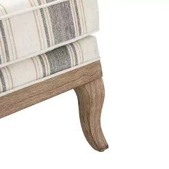 Kirklands Home Accent Chairs|Farmhouse Gray & Brown Striped Armchairs, Set of 2