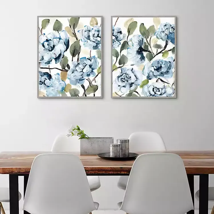 Kirklands Home Canvas Art|Farmhouse Peonies Framed Canvas Prints, Set of 2 Blue
