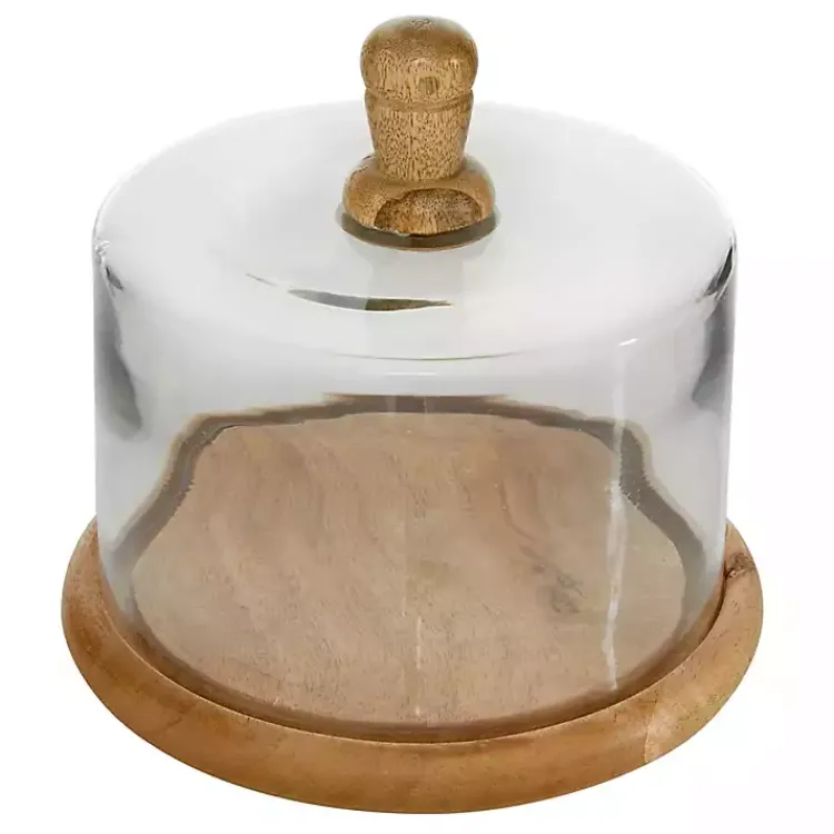 Best Farmhouse Wood and Glass Cloche, 6 in. Decorative Accents