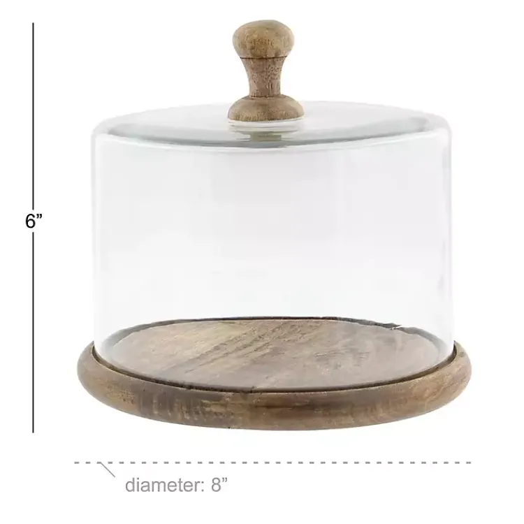 Best Farmhouse Wood and Glass Cloche, 6 in. Decorative Accents